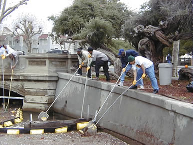 Removing trash with nets